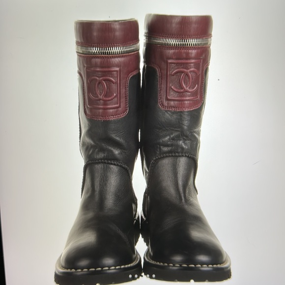 CHANEL Sport Hiking mi-calf Combat Boots 💯 - Picture 2 of 9